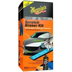 Kit indepartare zgarieturi auto MEGUIARS Scratch Eraser G190200EUMG, solutie polish, laveta microfibra, taler cu burete