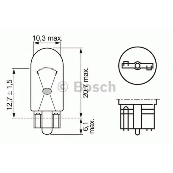 Iluminare Demarcare / Avertizare, Iluminare Numar Circulatie, Lumina Aditionala Frana, Lumini de Stationare, Lampa Mers Inapoi, Lumini Interioare, Lumina Citire, Lampa Spate, Bec, Bec BOSCH 1 987 302 206