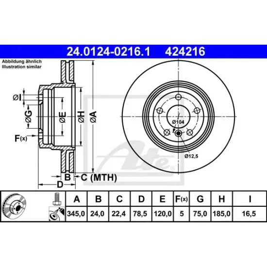 Disc Frana ATE 24.0124-0216.1