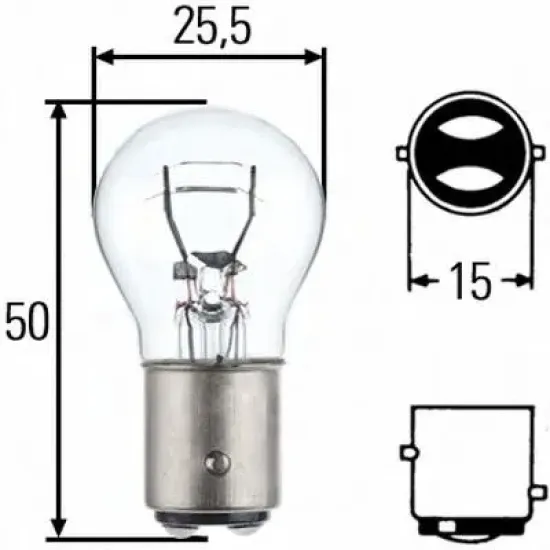 Lampa Frana / Lampa Spate, Lumini de Stationare, Bec Incandescent, Semnalizator, Lampa Frana, Lampa Spate, Bec, Bec HELLA 8GD 002 078-241