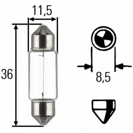 Iluminare Demarcare / Avertizare, Iluminare Numar Circulatie, Lumini de Stationare, Lumini Interioare, Bec Incandescent, Lampa Spate, Bec, Bec HELLA 8GM 002 092-241