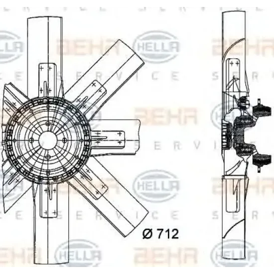 Ventilator, Radiator HELLA 8MV 376 727-971