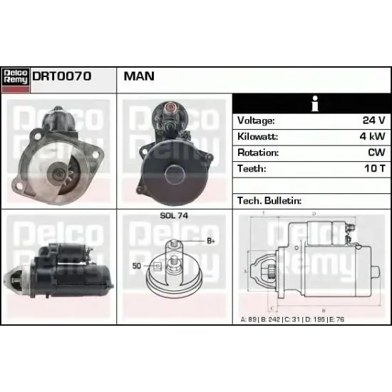 Starter DELCO REMY DRT0070