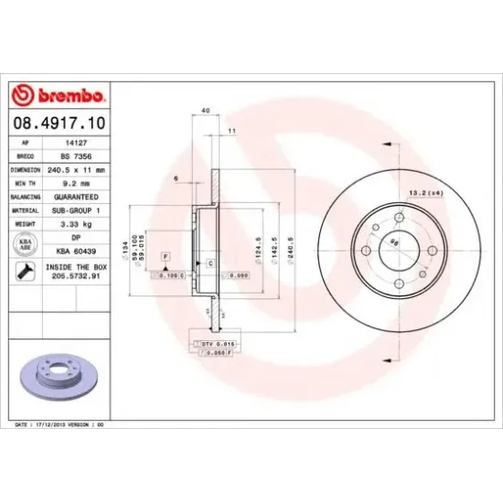 Disc Frana BREMBO 08.4917.10