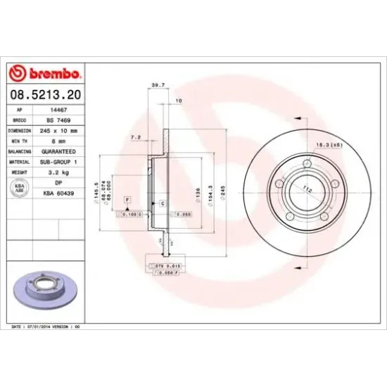 Disc Frana BREMBO 08.5213.20