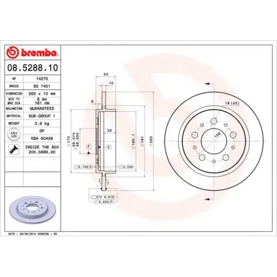 Disc Frana BREMBO 08.5288.10