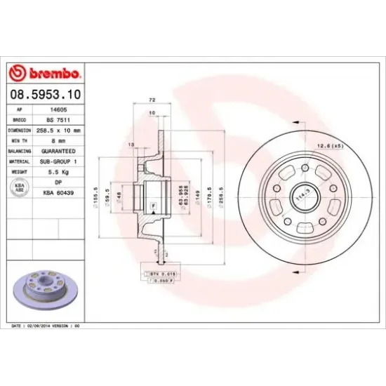 Disc Frana BREMBO 08.5953.10