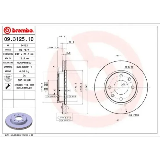 Disc Frana BREMBO 09.3125.10