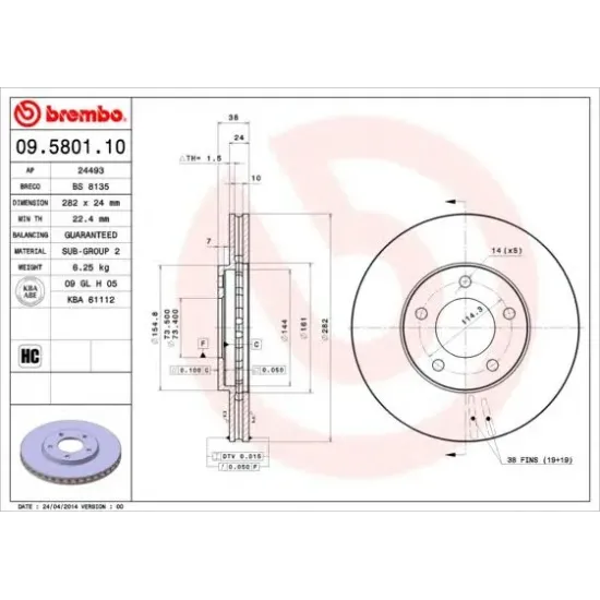 Disc Frana BREMBO 09.5801.10