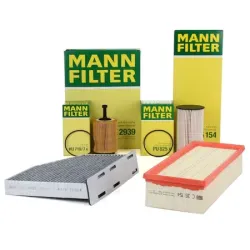 Pachet Revizie Filtre Aer + Polen + Ulei + Combustibil Mann Filter Volkswagen Passat B6 2005-2010 1.9/2.0 TDI